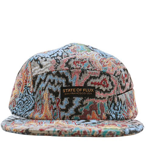 Zippered Surrealism 5-Panel Hat in grey and maya blue