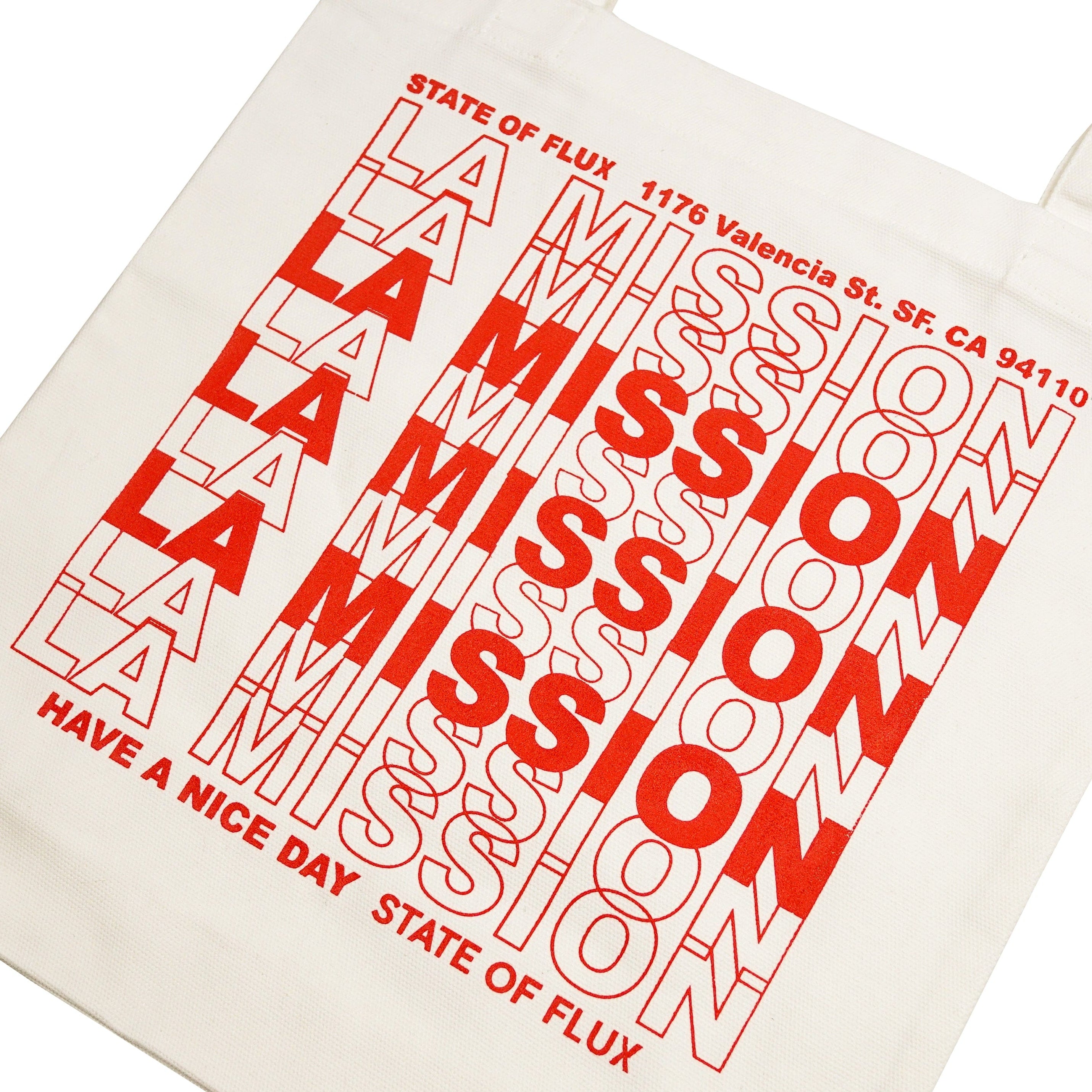 La Mission Tote Bag in cream and red