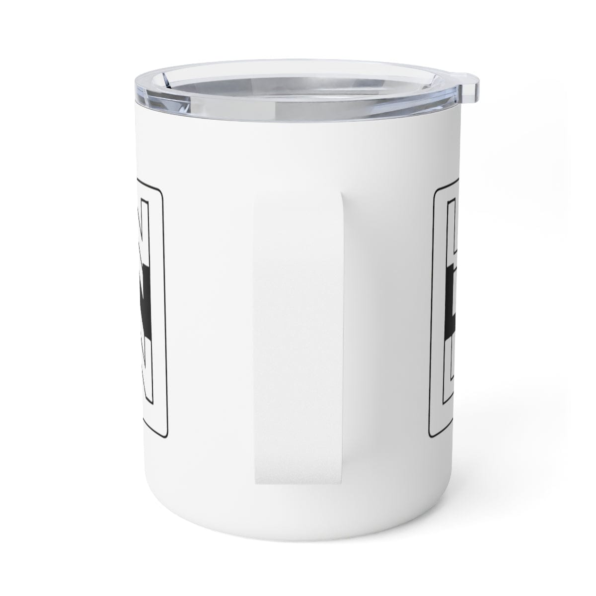 La Mission Insulated Coffee Mug in white and black