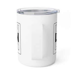 La Mission Insulated Coffee Mug in white and black