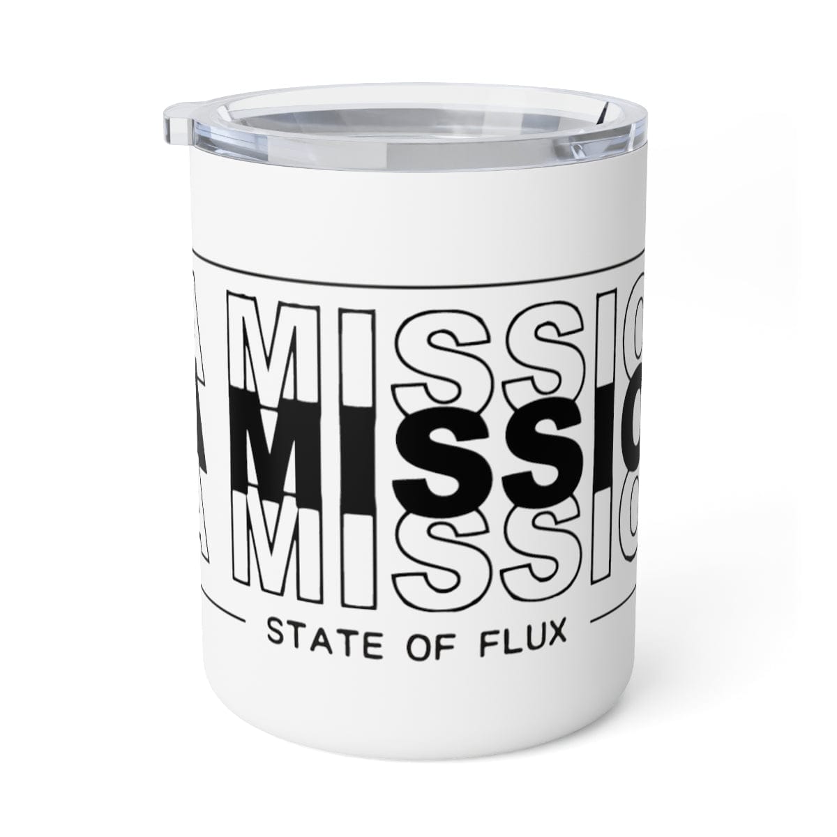 La Mission Insulated Coffee Mug in white and black