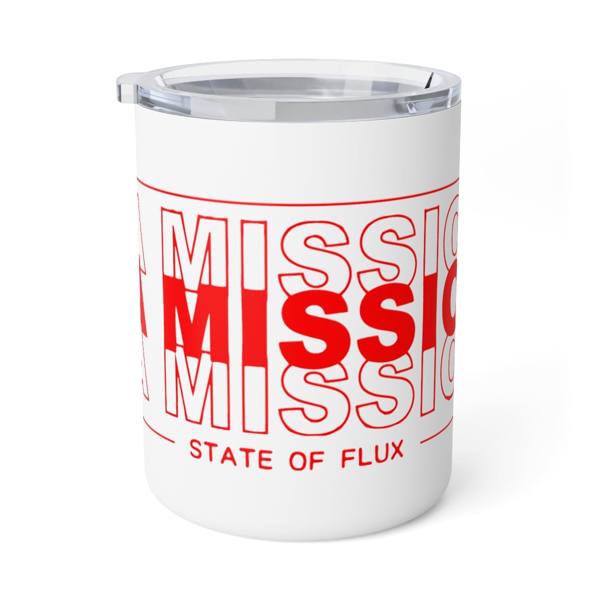 La Mission Insulated Coffee Mug in white and red
