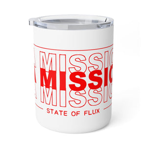 La Mission Insulated Coffee Mug in white and red